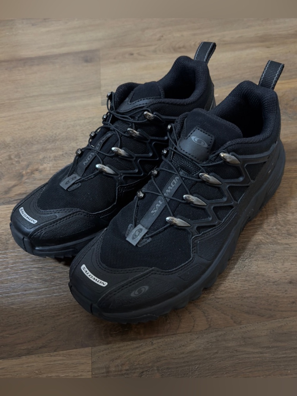 Salomon ACS+ Black Sneakers with Silver Eyelets
